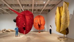 This show covers the full span of the Polish artist’s career and the extraordinary sculptures, called Abakans, that she fashioned from organic material, alongside films, archival images and extensive quotations from Abakanowicz herself