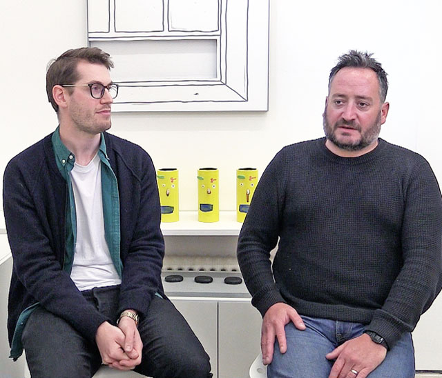 James Edgar and Sam Walker talking to Studio International about Assembly Point, London, 25 April 2018. Photograph: Martin Kennedy.