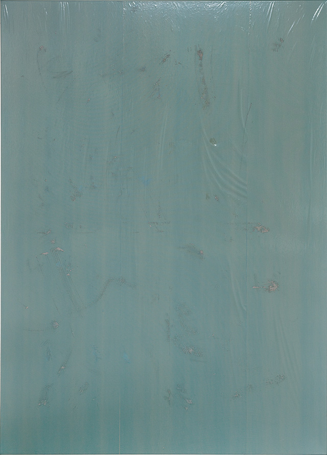 Michaela Zimmer. 180102, 2018. Acrylic, lacquer, PE film, polymesh on canvas, 185 x 130 cm,