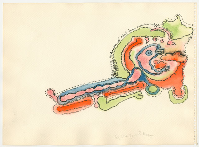 Ida Applebroog. Mercy Hospital, 1969. Watercolour, ink and pencil on paper, 27.9 x 38.1 cm (11 x 15 in). © Ida Applebroog. Courtesy the artist and Hauser & Wirth. Photograph: Emily Poole.