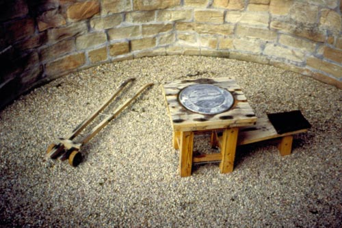 Arthur Watson. Six Skies, Some Family Stereotypes. Scottish Sculpture Open, Kildrummy Castle, Aberdeenshire, 1997