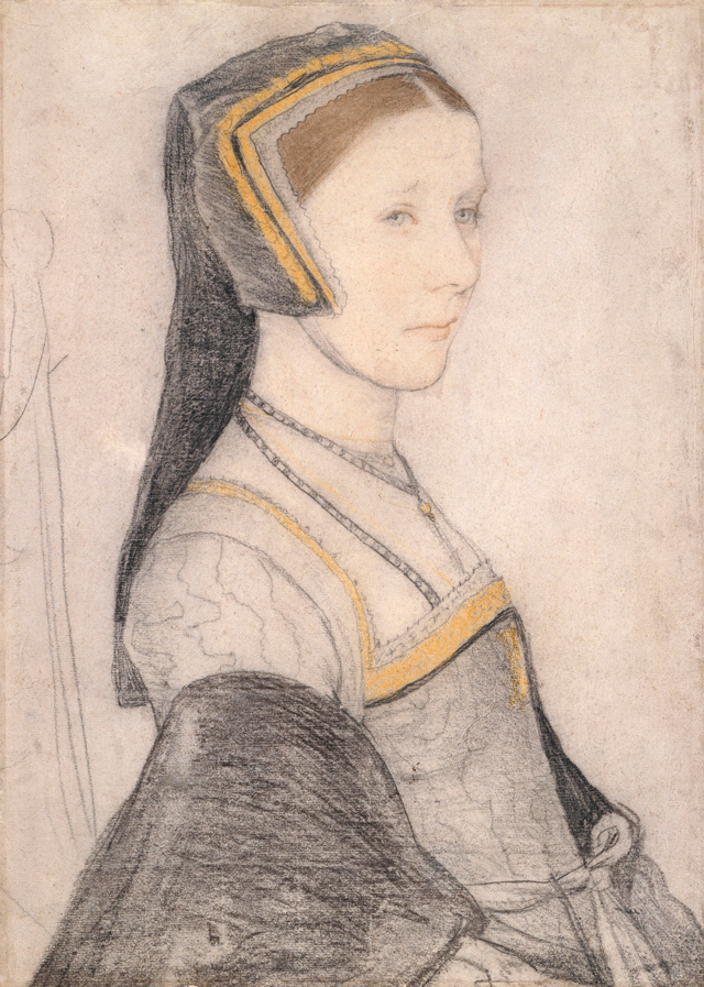 Hans Holbein the Younger. Anne Cresacre, c1527. Black and coloured chalks on paper, 37.2 x 26.6 cm. Royal Collection Trust / © Her Majesty Queen Elizabeth II 2017.