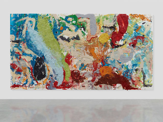 Dan Colen. Marbles in My Mouth, 2015. Chewing gum on canvas, 110 x 207 in (279.4 x 525.8 cm). Photographed: Prudence Cuming Associates. Copyright Dan Colen.