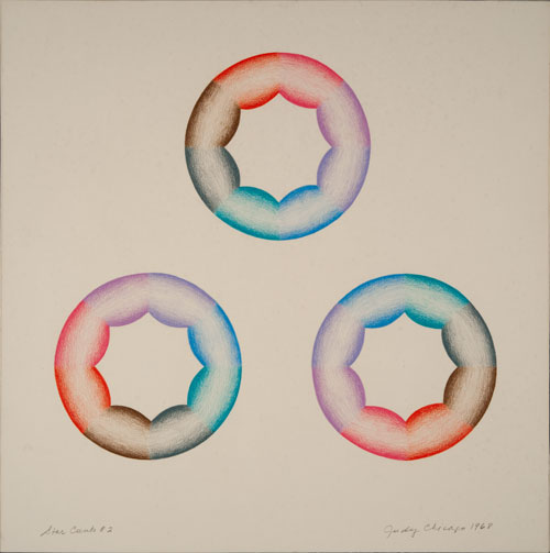 Judy Chicago. Star Cunts #2, 1968. Prismacolor on paper, 15.25 in. x 15.25 in (38.74 cm x 38.74 cm)