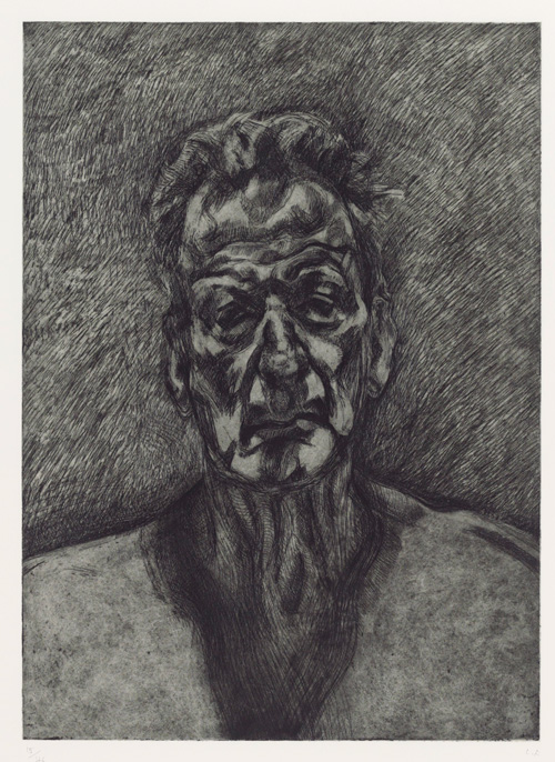 Lucian Freud. Self-Portrait: Reflection, 1996. Etching on wove paper, plate: 59.5 x 43 cm; sheet: 88.3 x 70.4 cm. Private collection