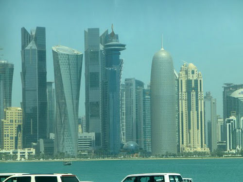 Qatar - skyscrapers of West Bay, including Jean Nouvel's (the one shaped like a gherkin)