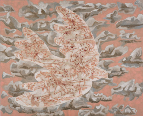Francesco Clemente. The dove of war, 2012. Pigments on linen, 231.1 x 284.5 cm / (91 x 112 in).