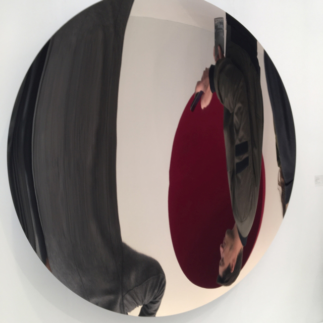 Anish Kapoor, Mirror Glow (Oriental Blue), 2015.  Stainless steel and lacquer, 71 x 71 in. (180 x 180 cm.)  Courtesy Lisson Gallery.