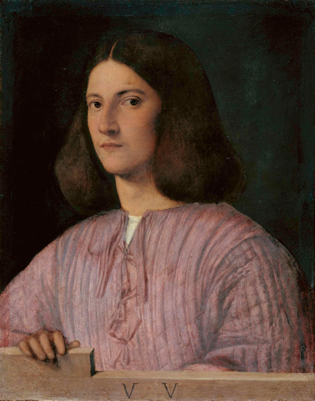 Giorgione. Portrait of a Young Man (Giustiniani Portrait). Oil on canvas, 57.5 x 45.5 cm. Gemaldegalerie, Staatliche Museen zu Berlin, Preubischer Kulturbesitz. Photograph © Jorg P Anders.