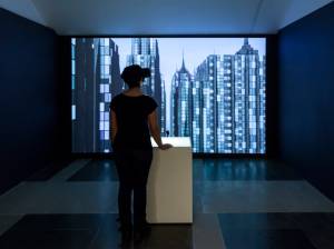 Michael Takeo Magruder with Drew Baker (3D visualisation & programming), Imaginary Cities — NYC (11062471656), 2019. Real-time virtual environment (Unity3D) with soundscape (Flash), infinite duration. Photo: David Steele © Michael Takeo Magruder.