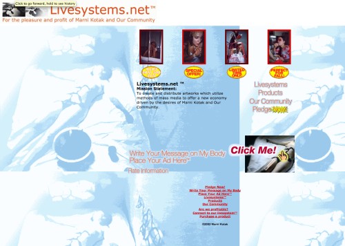 Marni Kotak. Livesystems.net. (Web-based artwork, 1999-ongoing. Screenshot from 2002. © 2002, Marni Kotak. Image courtesy of the artist.