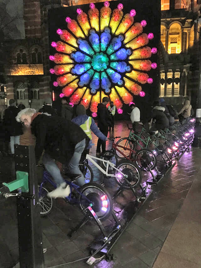 Mick Stephenson with Electric Pedals: The Rose. Lumiere London 2018. Photograph: Veronica Simpson.