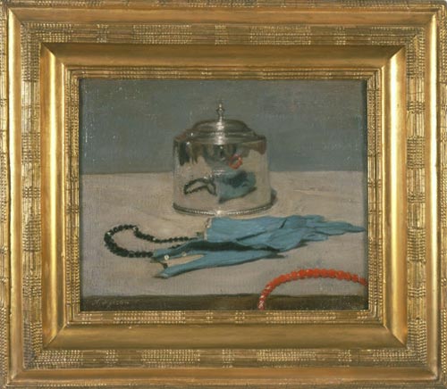 Sir William Nicholson. <em>The Silver Casket</em>, 1919. Oil on canvas, 13 x 16 inches (33 x 40.5 cm). Copyright Elizabeth Banks. Courtesy of PaulKasmin Gallery, New York and Private Collection.