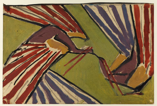 Omega Workshops, Design for <em>Peacock Stole. </em>
Gouache and pencil on paper, 34.8 x 44.2 cm. The Courtauld Gallery, London.