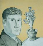 Lucian Freud (1922 - ).        <em>Self-Portrait with Hyacinth in Pot</em> (1947-48). 
447 x 415 mm, 
Pastel on paper. 
Pallant House Gallery, Chichester. Wilson Gift and Loan.