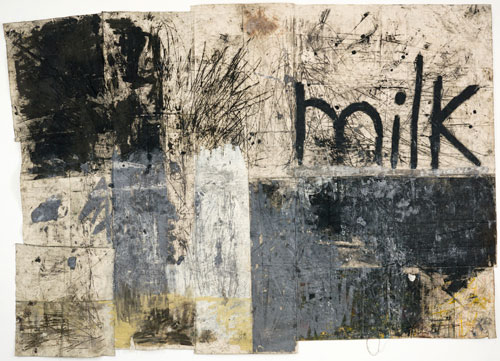 Oscar Murillo. Dark Americano, 2012. Oil and dirt on canvas, 304.8 x 429.3 cm. © Oscar Murillo, 2012. Image courtesy of the Saatchi Gallery, London.