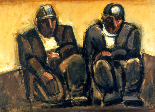 Josef Herman. Miners. Oil on board. Southampton City Art Gallery. © Estate of Josef Herman. All rights reserved.