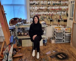 Sara Shamma in her London studio, 2023. Photo: Juliet Rix.
