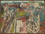 Leon Kossoff, Demolition of the Old House, Dalston Junction, Summer 1974, 1974. Oil paint on board, 160 x 218.4 cm. © Tate.
