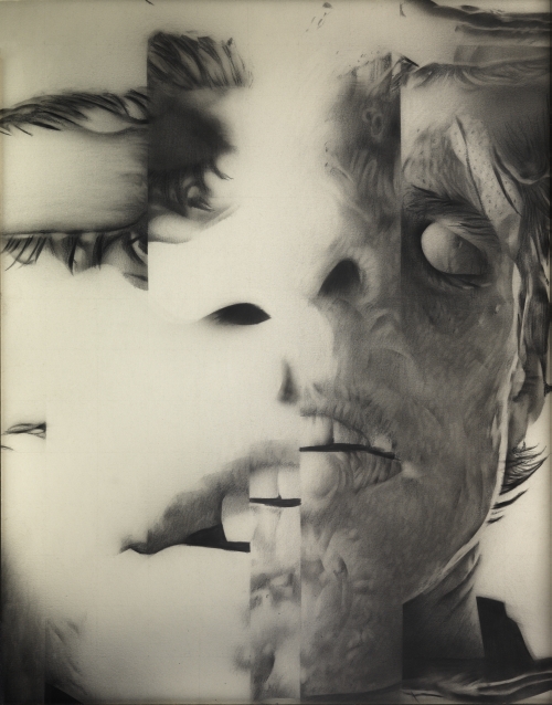 Jim Shaw, Untitled (Distorted Faces series), 1985. Graphite, airbrush, and Prismacolor on paper, 14 x 11 in (35.6 x 27.9 cm). Collection the artist