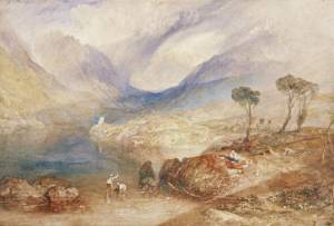 JMW Turner (1775-1851). Llanberis Lake and Snowdon - Caernarvon, Wales, about 1836. Watercolour on paper, 24.3 x 33.9 cm. Collection: Scottish National Gallery, Henry Vaughan Bequest 1900. Photo: © National Galleries of Scotland | Antonia Reeve.