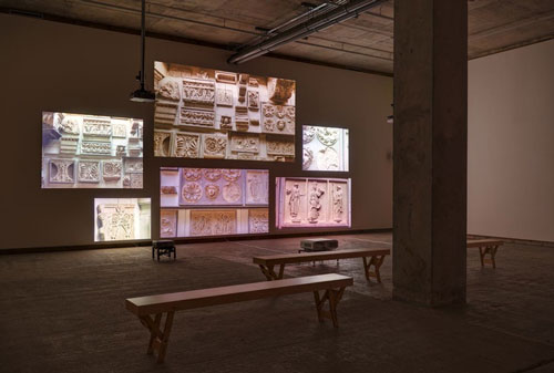 Fiona Tan. Inventory, 2012. HD video installation, six screens. Installation view 2, Frith Street Gallery, Golden Square. Photograph: Alex Delfanne.
