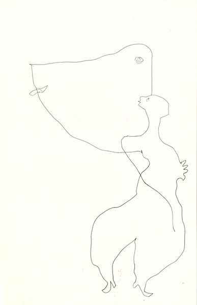 Franciszka Themerson. Attraction
c1961. Pen and ink on paper, 
30.5 x 20 cm.